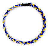 MapofBeauty 18 Fashion Three Braided Rope Sport Style Tornado Necklace (Royal Blue/Yellow)