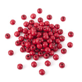 Elecrelive 100Pcs 12mm Round Red Painted Wood Beads Christmas Wooden Beads for Bracelet Necklace Craft Home Party Decoration