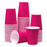 Yuxitia Disposable Paper Cups, 60pcs Pink Paper Cups For DIY Wedding Party Picnic BBQ Travel and Event 8OZ (Hot Pink)