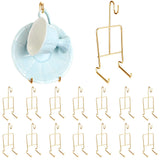 Suclain 16 Pcs Small Tea Cup and Saucer Display Stand Holder Rack China Metal Cup Saucer Holder Display Shelf Coffee Mug Organiz