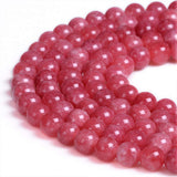 PLTbeads Natural Gemstone Loose Beads Smooth Round Approxi 15 inch DIY Bracelet Necklace for Jewelry Making (8mm, Rhodonite Dyed