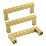 goldenwarm Gold Cabinet Pulls Brushed Brass Drawer Pulls 10 Pack - LSJ12GD102 Gold 4inch Kitchen Cabinet Handles Square Bar Pull