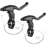 2 Pieces Mountain Bike Brake Aluminum Alloy Brake Handles with 3 Finger Design 2.2 cm Diameter and Bike Brake Cables Wires for M