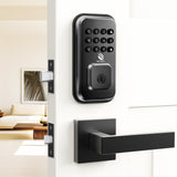 BE-TECH Keyless Entry Smart Door Lock with 2 Lever Handles, Electronic Front Door Locks Set, Digital Keypad Deadbolt, Auto Lock,