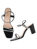 Shoetopia Stylish Strappy Block Black Heels For Women Open Toe Ankle Strap Sandals Perfect For Parties Weddings & Night Out Comfortable & Stylish Eu37,Black,5,B0D8QB3PFY