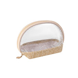 RSRSLEII Boho Small Clear PVC Waterproof Makeup Bag with handle, Transparent Zipper Cosmetic Bag for Travel, Beach Bag for Sun s