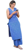 Anni Designer Women'S Rayon Viscose Anarkali Printed Kurta With Pant (Numanta Blue_S_Blue_Small),Blue,S