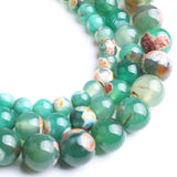 Yochus 45pcs Round Loose Orange&Green Fire Agate Beads for Bracelet Beads