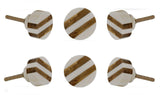 TRINCA-FERRO Set of 6 Ceramic Striped Round Bone Knob Kitchen Cabinet Cupboard Door Dresser Wardrobe and Drawer Pull for Bahtroo