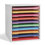 Yumkfoi 9x12 Construction Paper Organizer, 10-tier Adjustable File Sorter for A4 Paper, 8.5x11 Inch Desktop Organizer for Office