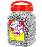 Eppingwin 1200pcs Pony Beads for Bracelets,6x9mm Kandi Beads for Hair Braids, Easy Storage Pony Bead for Jewelry Making (Silver)