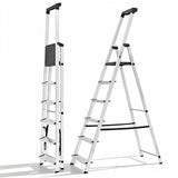 Sweetcrispy 6 Step Ladder, 330lbs Folding Step Stool with Anti-Slip Wide Pedal,Tool Tray, Aluminum Stool Ladders, Safety Househo