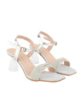 Shoetopia Embellished Rhinstone Silver Heeled Sandals For Women & Girls /Eu40,Silver,7,B0DZVNCN8P