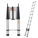Telescoping Ladder 20.3ft Aluminum Extension Folding Ladder with 2 Hooks, 330lbs Max Load, with Anti-Slip Rubber Feet, Folded He
