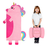 Kids Sleeping Bag Soft Plush Toddler Nap Mat with Pillow for Boys Girls Large 67 * 27.5 Inch Sleeping Mat for Daycare Preschool