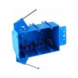 Carlon B344AB Switch/Outlet Box, New Work, 3 Gang, 55/8Inch Length by 33/4Inch Width by 211/16Inch Depth, Blue