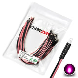 CHANZON 20 pcs Pre-Wired 3mm Pink LED Diode Lights (Clear Round Transparent Lens DC 12V) with 560 ohms 1/4W Resistor and 24awg W