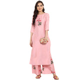 Ziyaa Women's Art Silk Straight Kurta (ZIKUPS2360-XXL_Pink_XX-Large)