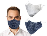 (2 Pcs Pack) Men Multi Layers Premium Cotton Reusable & Washable Face Masks With Adjustable Ear Loops | Adjustable Executive Cot