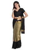 Leriya Fashion Womens Cotton Silk Solid Saree with Belt-Free Size (Grey)