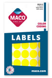 MACO Neon Yellow Round Color Coding Labels, 3/4 Inches in Diameter, 1000 Per Box (MR121212)