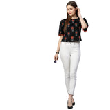 Anni Designer Women'S Cotton Regular Top (Tp-Cot-10165-Black_L_Black_Large),Black,L