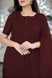 Fashion Basket Georgette Kurta Set With Dupatta For Women Browan L