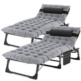 ABORON 5 Positions Camping Cots for Adults,Outdoor Folding Sleeping Cot/Mat,Folding Chaise Lounge Chair with Pillow,Portable Rec