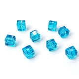 Chengmu 8mm Cube Glass Beads for Jewelry Making, Faceted Square Crytal Spacer Beads for Bracelet Necklace Earring, Aquamarine 18
