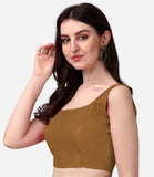 Pujia Mills Women'S Deep Neck Silk Sleeveless Readymade Blouse (Dust, 34)