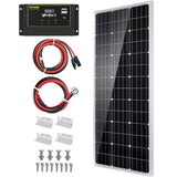 Topsolar Solar Panel Kit 100 Watt 12 Volt Monocrystalline Off Grid System for Homes RV Boat + 30A 12V/24V Solar Charge Controlle