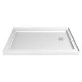 DreamLine SlimLine 36 in. D x 60 in. W x 2 3/4 in. H Right Drain Double Threshold Shower Base in White, DLT-1036602