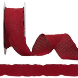 CABODYALS 10 Yards 1 Inch Ruffle Edge Ribbon Red Double Ruffled Pleated Soild Chiffon Silk Polyester Gathered Fabric Satin Ribbo