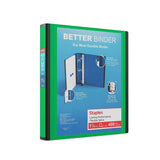 Staples 827607 1.5-Inch 3-Ring Better Binder Green (19059)