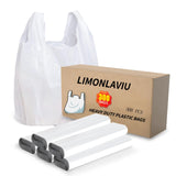 LimonLaviu Plastic Bags - 300 Pack (11.5x 6.5 x 21) with Handles for Small Business, Restaurants, Grocery & Trash