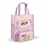 Snappsy School Tote Bag MultiCompartment Tote Bag With Side Pockets Structured For Students, Kids, Art Class Purple