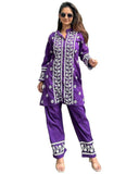 Anni Designer Women'S Cotton Blend Straight Chikankari Embroidered Kurta With Palazzo (Lko Purple-Nsc_M_Purple_Medium),Purple,M