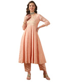 rangita Peach Silk Printed Anarkali Kurta with Pant | Kurta Set for Women_2XL
