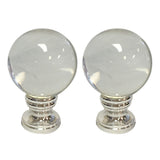 Royal Designs Clear Crystal Ball 1.6 Lamp Finial for Lamp Shade, Polished Silver Base - Set of 2