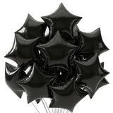 TONIFUL 15Pcs 18 Inch Large Black Star Shape Foil Balloons Big Black Stars Helium Mylar Ballons for Birthday Wedding Baby Shower