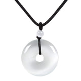 Justinstones Synthetic White Cat's Eye Glass Gemstone 30mm Donut Beads Reiki Chakra Pendant Necklace Jewelry 22 Inches