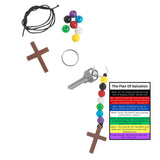 Biblebanz Plan of Salvation Cards with Colors of Faith Cross Keychain Craft Kit, 6 inch, Makes 12, Colorful Beads