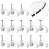 Cable Clips - CableGeeker 100 Pieces Cat8 Cat7 Cat6 Ethernet Cable Clips with Nails 7mm Cord Holder for Circle Ethernet Cable (W