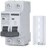 Chtaixi AC Miniature Circuit Breaker, 20 Amp 120V/240V 2 Pole DIN Rail Mount Circuit Breaker, Thermal Magnetic Trip, Solar AC Di