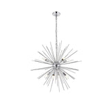 Living District Indoor Modern Home Decorative Bright Ceiling Timber 8 Light Chrome Pendant