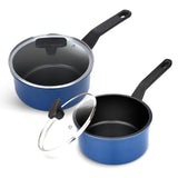 Legacy Culinaryware Nonstick Sauce Pan with Lid,1.5Qt & 2Qt Set, PFOA Free,Kitchen Pots Induction Pot,Blue
