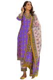 Anni Designer Women'S Rayon Blend Straight Printed Kurta With Pant & Dupatta (Uchiha Purple_Xl_Purple_X-Large),Purple,XL