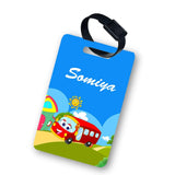 Customized Luggage Tag For Travel/School Wheels On The Bus Personalize With Name Mdf Material 2.5 * 3.75 Inches Multi