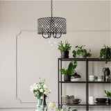 Living District Elise 4-Light Transitional Metal Pendant In Black Finish