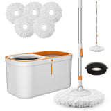 Spin Mop 61in Long Handle 5 Refills Large Floor Mop and Bucket Set System